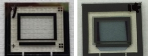 2. OLED with existing thin metal electrode and graphene electrode OLED comparison (Left: Graphene, Right: Thin Metal, Ag)